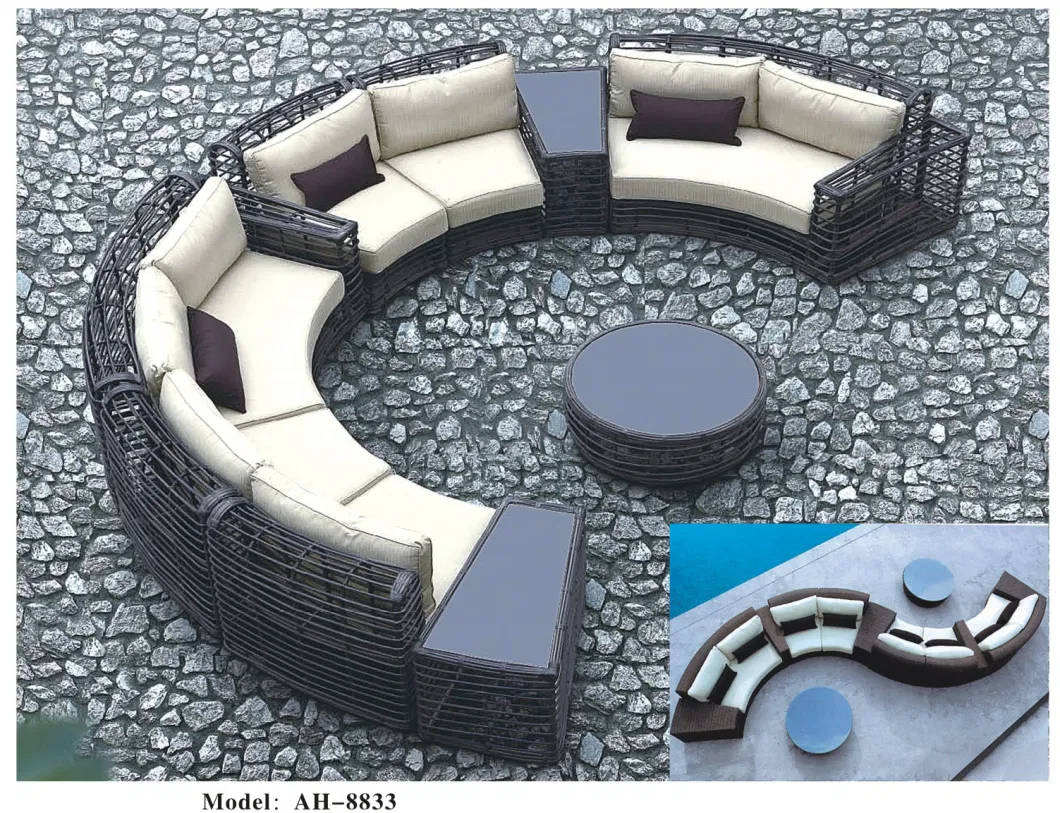 Circular Arc Sofa Half Round Furniture Healthy PE Rattan Garden Furniture Sofa Set Luxury Garden Outdoor Furniture Sofas